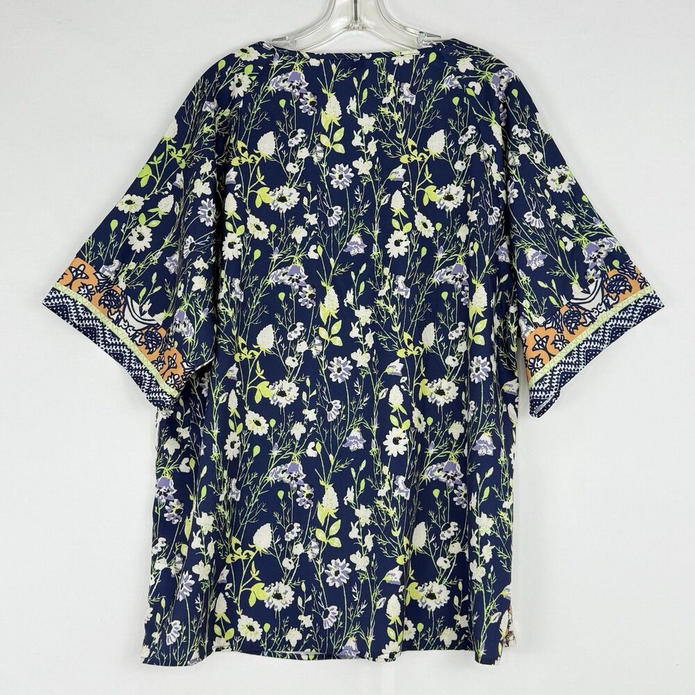 Norecoora Peasant BOHO Floral V-Neck Short Sleeve Top Blouse Size XL - Picture 3 of 15